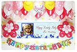A029☆RED風船SET■お誕生日を飾りましょ♪　【 写真+名前入り 横断幕♪　PHOTOバナー】A029　RED/ 誕生日横断幕　パーティー装飾用品　◆横断幕+バルーン装飾SET...