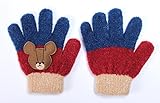 【くまの学校】キッズ　キャラクター手袋　ニット５本指タイプ　ワイン