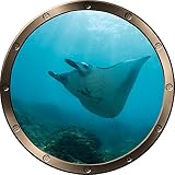 12 "ウィンドウ舷窓出荷Sea Ocean View Sting Ray # 1 Pewter壁デカール子供ステッカーベビールームホームアート飾りden man caveグラフィックSmall