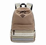 WSince 帆布 ドッド柄 水玉 バッグ キャンバス リュックサック スクールバッグ カーキ