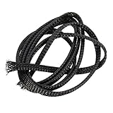 ILS - 3 pieces 1M Retardant Nylon Braided Sleeving 8mm Black PET Cable For 3D Printer