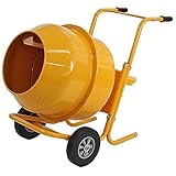 コンクリートミキサー 黄 練上量70L ドラム容量140L 電動 モーター式 100Vモーター 混練機 攪拌機 かくはん機 コンクリート モルタル 堆肥 肥料 飼料 園芸 タイヤ 車輪 キャスター ミ