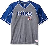 MLBシカゴ・カブスメンズFine GaugeメッシュVネックラグランシャツ M ブルー