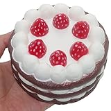 Bhbuy 大きなスクイーズ クリームの香りつきストロベリーケーキ 低反発 クリームの香りつきストレスリリースおもちゃ ランダム色