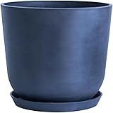 AND PLANTS 植木鉢 12号 マット質感のおしゃれなインテリア Ecopots Oslo(ブラック) Lサイズ