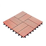 ウッドパネル ウッドタイル ウッドデッキ 人工木【タイプA】【ナチュラルレッド】樹脂 ベランダタイル ジョイントパネル 木製タイル (81枚セット)