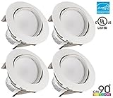 4-Inch LED Gimbal Recessed Retrofit Downlight, 10W (65W Equiv.), High CRI90+Dimmable Directional Cei