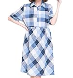 Marshel マタニティ ワンピース チュニック チェック レディース 産前 産後 ブルー フリーサイズ