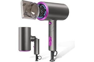 ドライヤー【2026年進化モデル】大風量 速乾 超軽量 折り畳み式 携帯ドライヤー マイナスイオン 3段階風量 小型 ノズル付き 過熱防止機能あり 家庭用/サロン用/旅行用 PSE認証済み (Dark Gray)