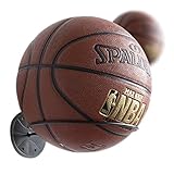 壁マウントボールホルダー壁マウント型多機能スポーツボールホルダー&表示ラック – サッカーボールバスケットボールとバレーボールのブラックメタルオーガナイザーストレージのセット2 ブラック 2XHN39