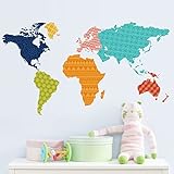 ZooArts 世界地図 の色 取り外し可能な ウォールステッカー 壁デカール 壁紙