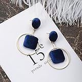 PowerLead ベルベットの耳のスタッドラウンドスクエアピアス幾何学ペンダントのイヤリング女の子、若い女性、セクシーな女性のために利用可能なマルチカラー (ブル)