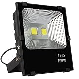 【1年保証】LED投光器 100W ledライト 85-265V 省エネ長寿命 防水 IP65 余裕の5mコード防塵防水仕様 (100W, 電球色)