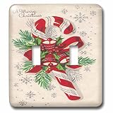 Taiche – ヴィンテージ – クリスマス – 図Merry Christmas Candy Cane – 照明スイッチカバー – ダブルトグルスイッチ( LSP _ 243176 _ 2 )