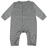 (ポッケポッシュ)Pokke Poche 日本製 ベビー60-90cm ナチュラル長袖カバーオール【2016-0010】 70cm グレー無地