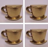 Lots of Four (4) Antique Solid Brass Handmade exceptional Cup & Saucer Knob Pulls. We are not sure t