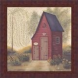 Folk Art Outhouse II by Pam Britton国プリミティブバスルームアートプリントフレーム付き 12  x 12  Inch