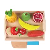 elegantstunning 木製のプレイハウスのおもちゃ キッチンのカット食品のふり遊ぶ 子供のための教育おもちゃ