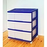 収納ケース ワイド チェスト 3段 ロイヤルブルー 日本製 MJ-W3-1RBL