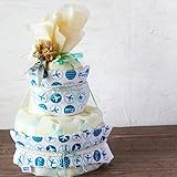 飛行機柄 スタイ＆レッグウォーマー おむつケーキ ナチュラル 出産祝い ギフト ベビー男の子 (S(パンパーステープ）)