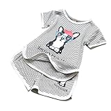 Ochine 子供服 ベビー服 男の子 女の子 トップス+ズボン プルオーバー 可愛い犬柄 ストライプ 薄手 半袖 肌着 夏 保育園 セットアップ服 カジュアル お出かけ 旅行 出産祝い 12～24月