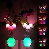 leidrail 4pcs LED夜間ライト2pcsマッシュルーム植物スタイルセンサーランプ、2個ミニUSB LEDライトランプfor Kids Sleeping