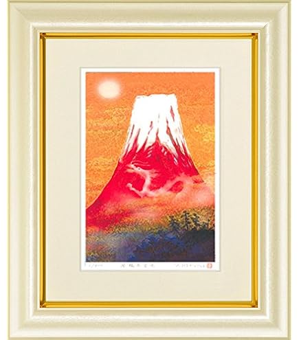 Amazon.co.jp: 絵画 インテリア 富士山 赤富士 「雲遊～見上げる空に