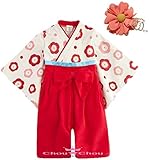 【ChouChou selection】 可愛い 女の子着物 和装 袴 カバーオール お正月 ベビー お食い初め きもの風 高品質 綿100％ ベビー服 桃の節句 ひな祭り お食い初め 御百日祝い　髪