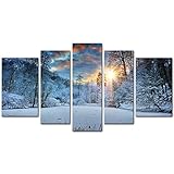 5 Pieces Modern Canvas Painting Wall Art The Picture For Home Decoration Spectacular Orange Sunset O