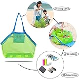 ビーチメッシュトートバッグ – Large折りたたみ式砂Away子供ビーチ玩具オーガナイザーストレージバッグ、メッシュバッグトートバッグベビーコレクションNappy、Perfect for Swimプ
