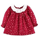 YY-Natuhi ベビー服 子供服 女の子 ワンピース キッズ ドレス 新生児 ボディースーツ ベビー 長袖 ベビースーツ 秋冬 かわいい 綿 赤ちゃん 入園式 入学式 星柄 フリル (80cm, 