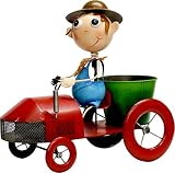 ガーデンオーナメント プランター 自動車のおとこのこ レッド 高さ43cm ポット3.5号 Steel Garden Object SGO-AUTOBOY-RED