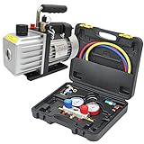 エアコン ガスチャージ マニホールドゲージ ＆ 真空ポンプ 逆流防止機能付き セット R134a R410a R404a R32 冷媒 クーラー