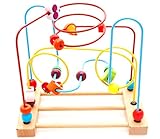 MSP 木のおもちゃ ローラーコースター フルーツ 型 ビーズ 積み木 幼児 知育 玩具