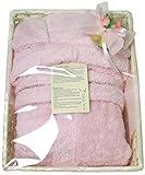 出産祝い　女の子にオーガニックコットン　ベビーバスローブ　ピンク（ギフトラッピング） (98/104(100cm))