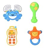 Baby Rattle Godr新生児おもちゃRattle PlayおもちゃギフトセットShaking Bell Rattle Set幼児4ピース(ランダムのキャンディカラー）