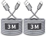 USB Type C ケーブル【3m 2本セット】CLEEFUN 急速充電 タイプ C ケーブル 長い 高速データ転送 コード タイプc 高耐久 断線防止 ナイロン Switch、iPhone15Pro iPhone15、Xperia、Galaxy S10 S9 Note 10 9 A20 A21 A22、Sense3等USB-C機器対応