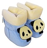 【Picotio】 かわいい パンダ ベビーシューズ 赤ちゃん 靴 防寒対策 ルームシューズ あったか ムートン ベビーブーツ (ブルー)