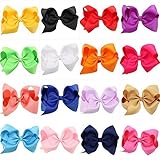 Lolitarcrafts 4.5 "ソリッド乳児幼児用クリップヘアリボンLarge 16の色のセット
