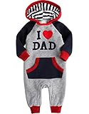 [Vaenait Baby] 6-24ヶ月ベビー服長袖ロンパース カバーオール 男の子フリース フード付き Hooded Dad 6-12M