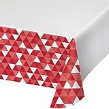Creative Converting 324457 12Count Border Print Plastic Tablecover 54 x 102 Fractal- Classic Red [並行