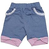 【本体綿100％】2018年 夏物 UZUCHAT ウズチャット ニットデニム お尻アップリケ ５分丈パンツ ブルー◇95cm