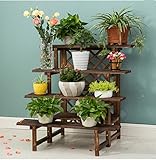 JCRNJSB® 腐食防止木材屋外のはしごのフラワーラックソリッドウッドのバルコニー多層木の花のシェルフ 折りたたみ式、フラワースタンド