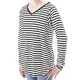 犬印本舗 EDWIN エドウィン Vネック長袖Tシャツ（授乳口付） ロンＴシャツ オフ×ブラック（ボーダー） マタニティM - L