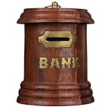 格納Indya木製Money BankビンテージハンドメイドBarrel Shapedセーフバンク貯金箱コイン通貨ホルダーToy