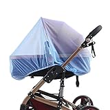 ベビーストローラー＆ベビーベッドのカバーのためのソフト昆虫ネット蚊帳- 青