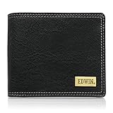 [エドウィン] 二つ折り財布 メタルプレート シボ合皮 合成皮革 紙幣収納 小銭収納 カードポケット ブラック2