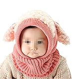 A Littleレモンベビー女の子男の子冬帽子スカーフイヤーフラップフードスカーフスカルキャップピンク