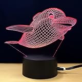 テーブルランプ3D創造性光るイルカLEDナイトライトベッドルームベッドサイドランプホリデーギフト,Red