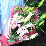 ピンクオリエンタル系百合の花束3本12輪以上